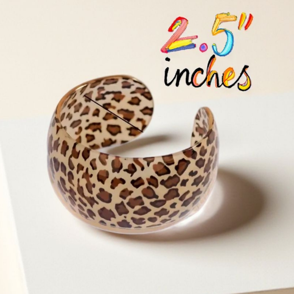 Leopard Print Acrylic Cuff Set Of 3 - Picture 2 of 3